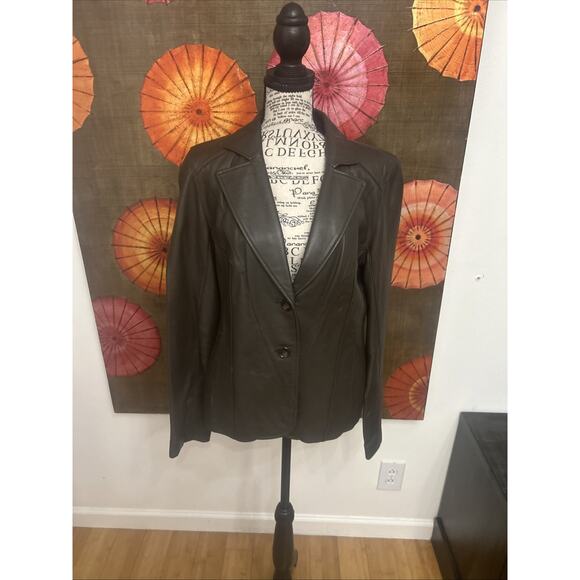 Worthington Industries Jackets & Blazers - Worthington Brown Genuine Lambskin Leather Jacket Vintage Timeless Style Size S